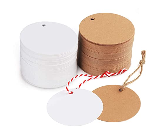 200pcs. Papier kraft étiquettes rondes étoiles étiquettes cadeaux et corde de jute 20M pour...