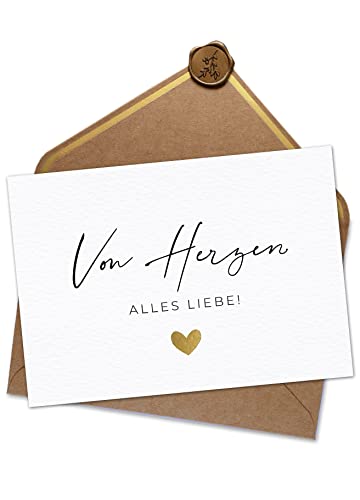 JoliCoon Carte de Mariage - De tout cœur tout amour - A6 avec enveloppe naturelle - Carte Mariage