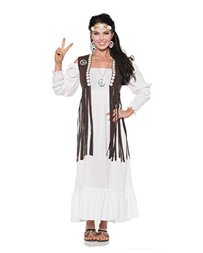 Horror-Shop Robe Hippie Woodstock avec gilet à franges S
