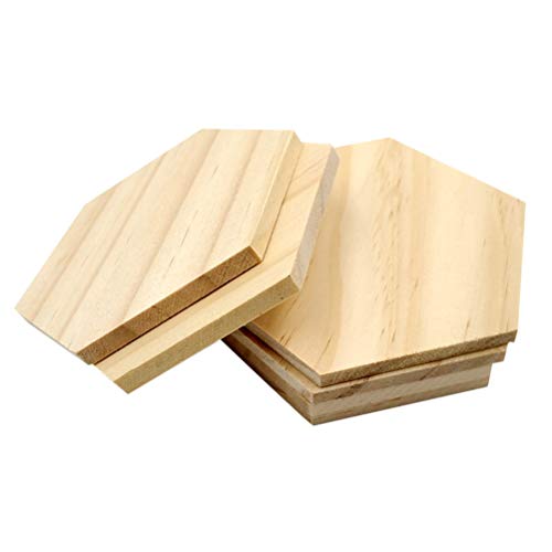 Healifty 25 pièces découpes en bois non peintes, forme hexagonale, disques en bois, vierges...