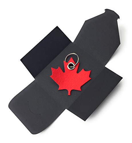 Porte-clés feuille d'érable (rouge) en feutre - emballé comme cadeau spécial