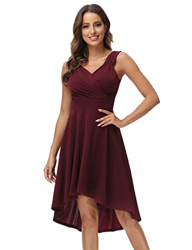 Robe de soirée rouge vin robe à jupon sans manches Robes de fête Robe d'état civil swing CL797-2 2XL