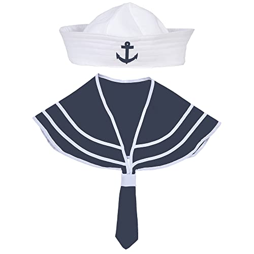 Widmann - Ensemble de déguisement matelot, col et chapeau, marin, capitaine, fête à thème, carnaval