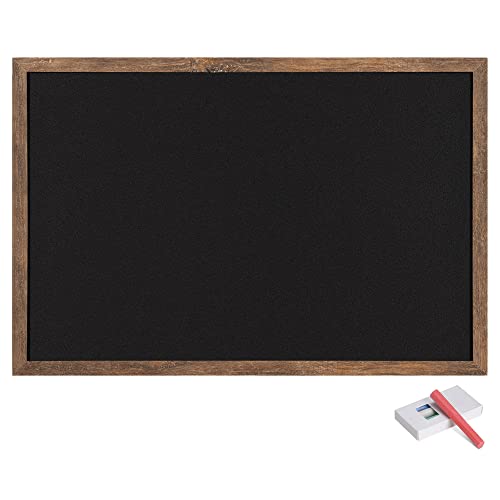 Tableau à craie Navaris avec cadre en bois - Memoboard 60x40 cm - Pins de craie inclus - Tableau avec...