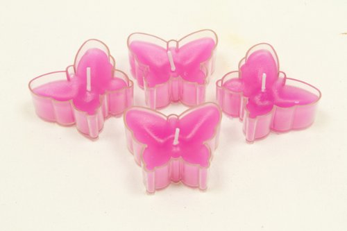 Bougies à chauffe-plat en forme de papillon rose/fuchsia - 4 pièces par unité de vente