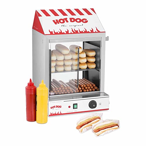 Royal Catering Hot Dog Steamer RCHW 2000 Chauffe-saucisses pour jusqu'à 200 saucisses 50 petits pains...