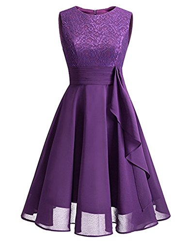 Cytree Femme Sans Manches Dentelle Robe A-Line Festive Mousseline Party BallRobe de Demoiselle d'Honneur...
