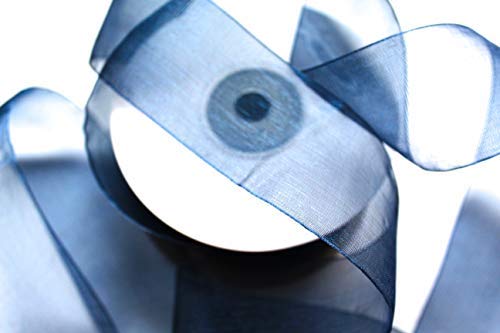 CaPiSo 50m organza 40mm largeur 4cm ruban d'organza ruban cadeau organza (bleu nuit)