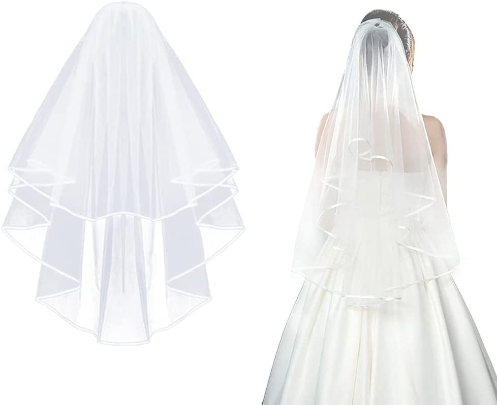 CICILIAYA Voile de mariée, voile court Elegent Bridal Tulle avec peigne Tulle Mariage Mariée Court...