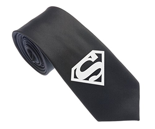 uYOUNG Motif Superman Noir Hommes Tissé 6,3 cm Cravate étroite