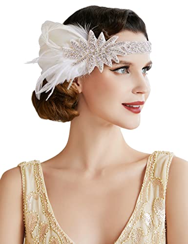 BABEYOND Femme 1920 Plume Bandeau style années 20 Flapper Charleston Cheveux Great Gatsby Femme...