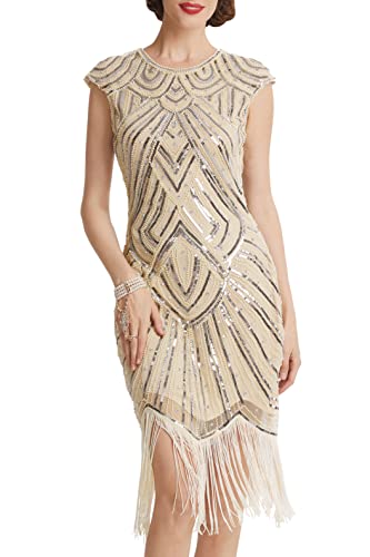 BABEYOND robe femme pleine de paillettes style années 20 Encolure ronde Inspirée de Great Gatsby...