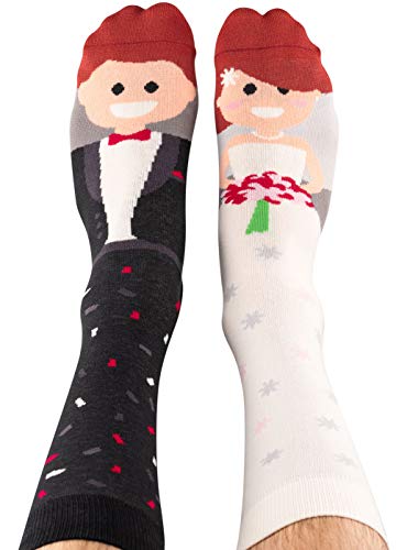 Nanushki chaussettes unisexes drôles et folles M. Gauche &amp ; Mme Droite la mariée et le marié (36-39)