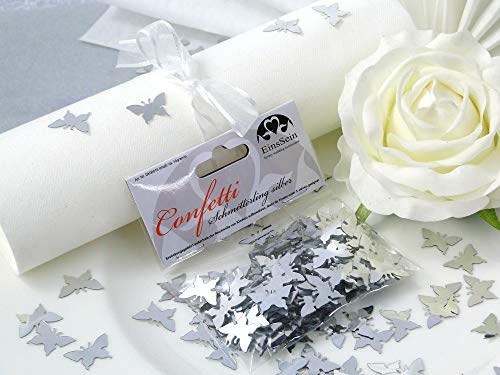 EinsSein 14g confetti à saupoudrer mariage papillon argent métallique décoration de table mariage