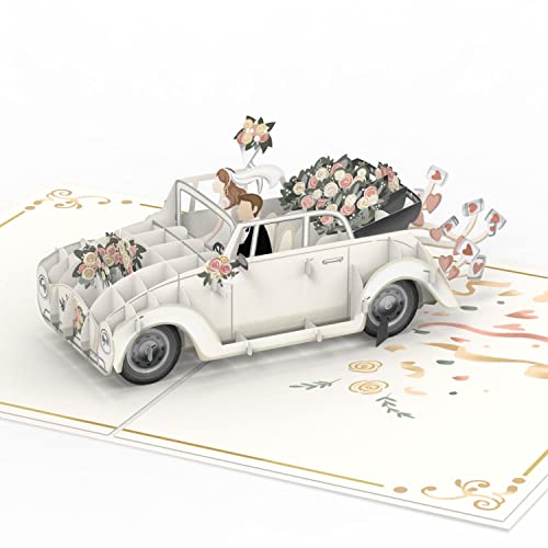 papercrush® carte pop-up voiture de mariage - carte de mariage en 3D avec voiture 