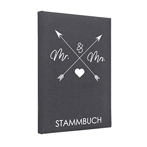 Idéal pour mariage Livre de famille 'Arrow' lin gris foncé