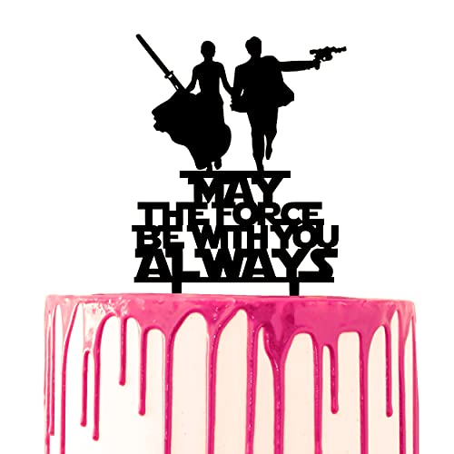 CARISPIBET Couvercle à gâteau 'May the Force be with you always ' en acrylique, décoratif, décoration de gâteau,...