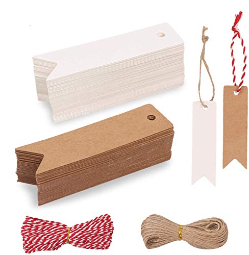 Pendentif cadeau Hoiny 200 pcs.Pendentif papier kraft étiquettes cadeaux avec ficelle de jute...
