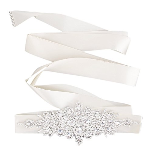 Ceinture de robe de mariée cristal strass ruban scintillant Lier - blanc crème