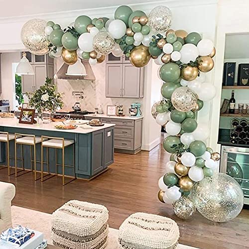 Guirlande de ballons vert, guirlande de ballons vert, ballons anniversaire mariage, 121 pièces olive...