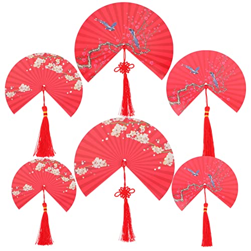 wrtgerht 2 sets mariage chinois papier de soie éventail fleurs fête du printemps tapisserie...