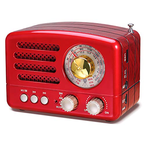 PRUNUS J-160 Radio AM/FM/SW rétro avec Bluetooth, Radio nostalgie Petite avec 1800mAh Rechargeable...