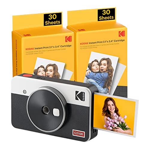 KODAK Mini Shot 2 Retro 4PASS Appareil photo instantané et imprimante photo 2-en-1 (5,3x8,6cm) + pack de 68...