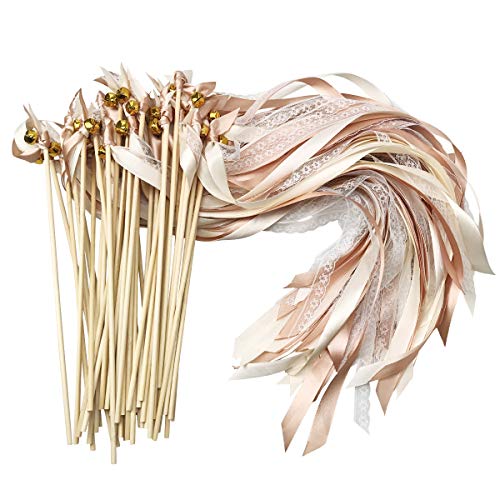 Bâtons Cieovo avec rubans de mariage et clochettes, bâton de fée en soie, cadeaux d'invités pour les fêtes,...