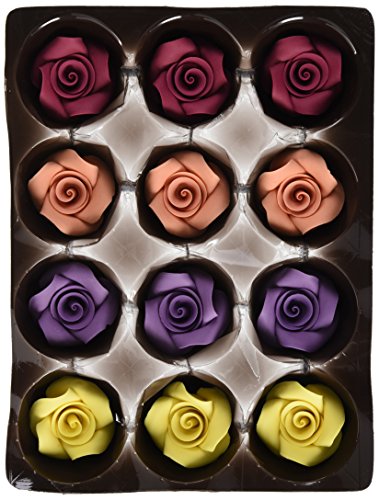 Günthart Grandes roses comestibles en sucre fin de différentes couleurs, assorties, 1 pack (1...