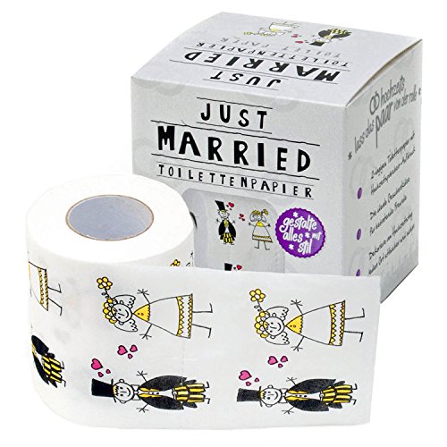 Papier toilette Just Married Papier toilette drôle Fun WC à offrir Cadeau de mariage ; Pour...