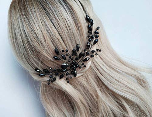 BERYUAN Frauen Strass Haarschmuck Haarschmuck Klassisch Schwarz Kristall Blume Haarnadel Clip...