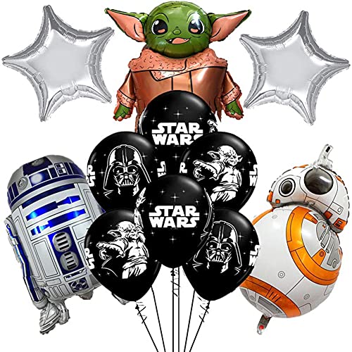 Yoda Ballon en feuille d'aluminium, Hilloly 11 pièces Ballon En feuille d'aluminium, Star Wars Set de ballons en...