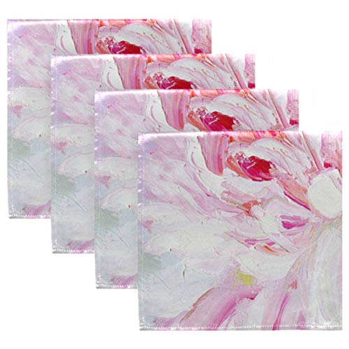 MNSRUU Rose et blanc Pivoine peinture à l'huile chiffon serviettes de table dîner serviettes lavables...