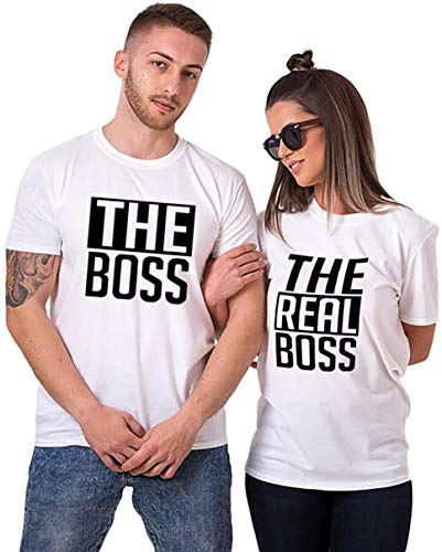T-shirts Couple T-shirts pour deux couples Set T-shirt look partenaire (Blanc Hommes XL)