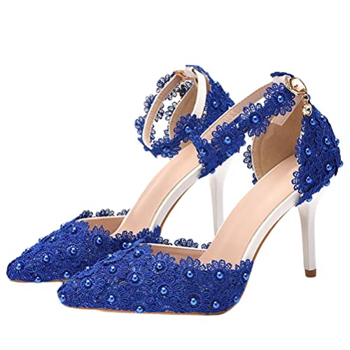 Minetom Femme Mariage Soirée Fête Chaussures Femme Pointe Fleur Stiletto Haut Talon...