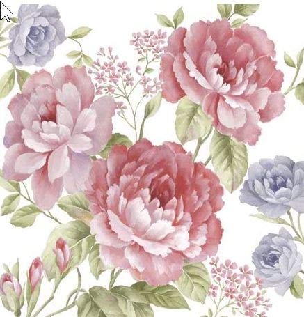 20 serviettes monde des roses violet/rose/fleurs/roses 33x33cm