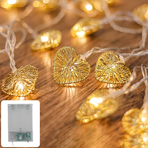 CozyHome Guirlande lumineuse LED Cœur - 5m de batterie avec minuteur | 20 cœurs blanc chaud | Led Cœur Tumblr...