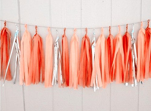 12 x orange abricot argent glands papier soie pour fête mariage or guirlande fanion pom...