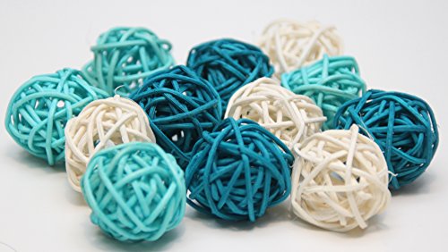 Boules de rotin Boules de rotin Boules de rotin Boule de rotin Décoration de table à saupoudrer (12pcs. Bleu mélangé)