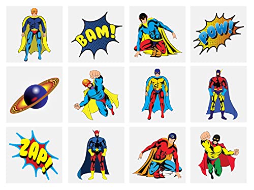 Henbrandt 24 tatouages de super-héros pour enfants, multicolores