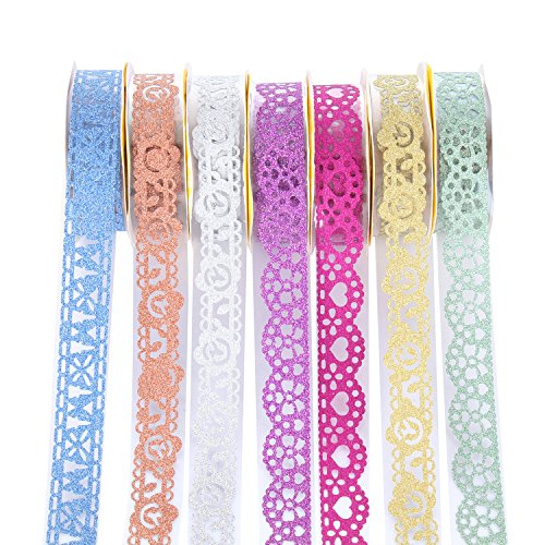 moinkerin 7 rouleaux de washi autocollant ruban adhésif dentelle ruban adhésif coloré déco,...