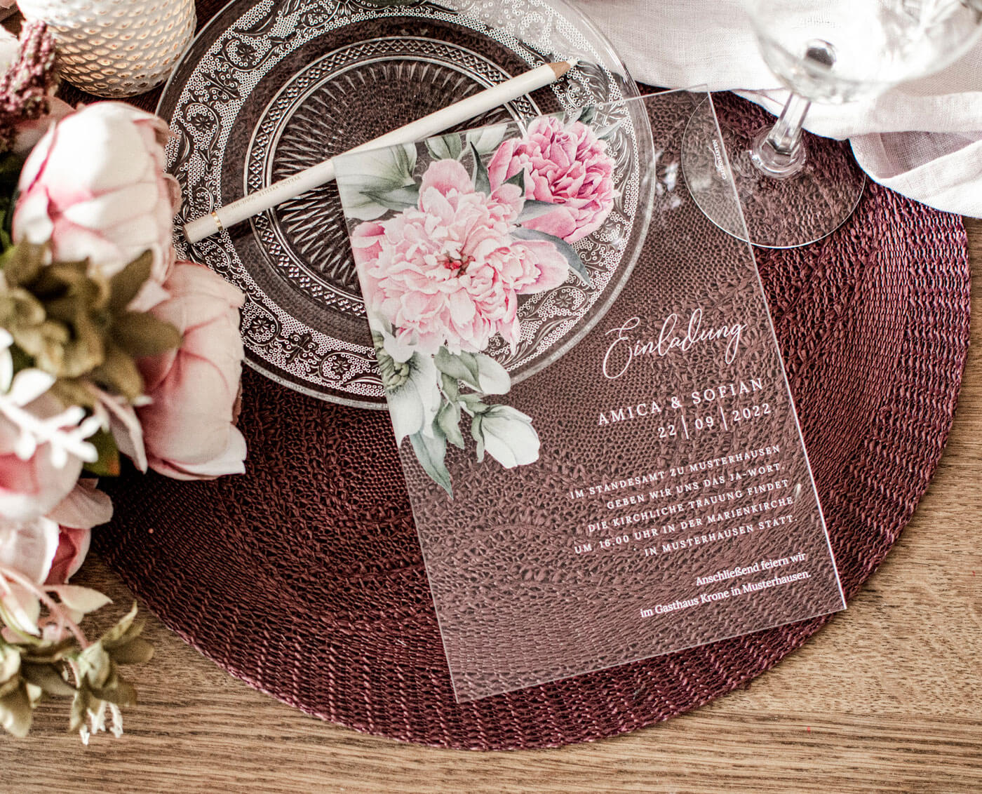 Invitations de mariage en acrylique
