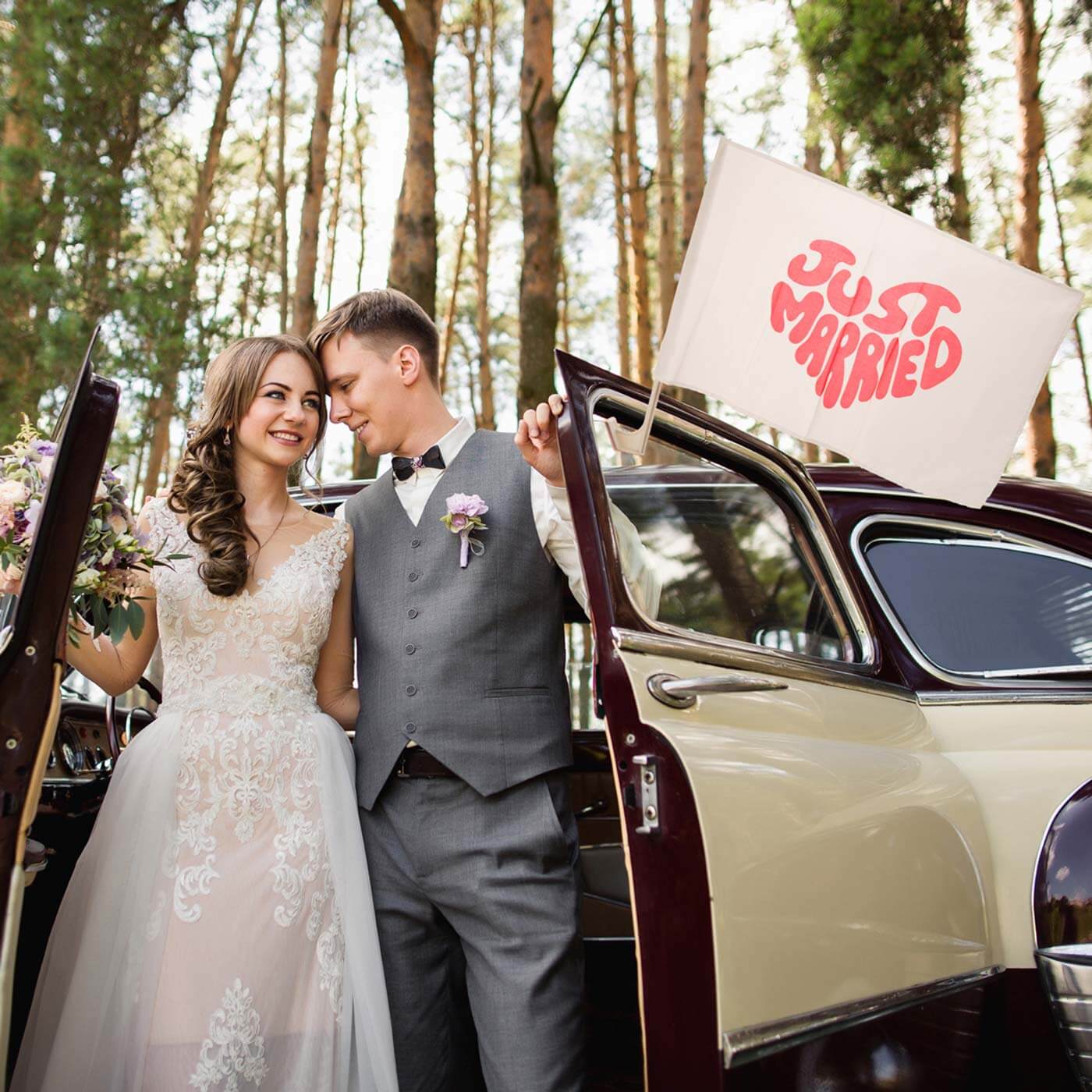 drapeau de voiture pour mariage