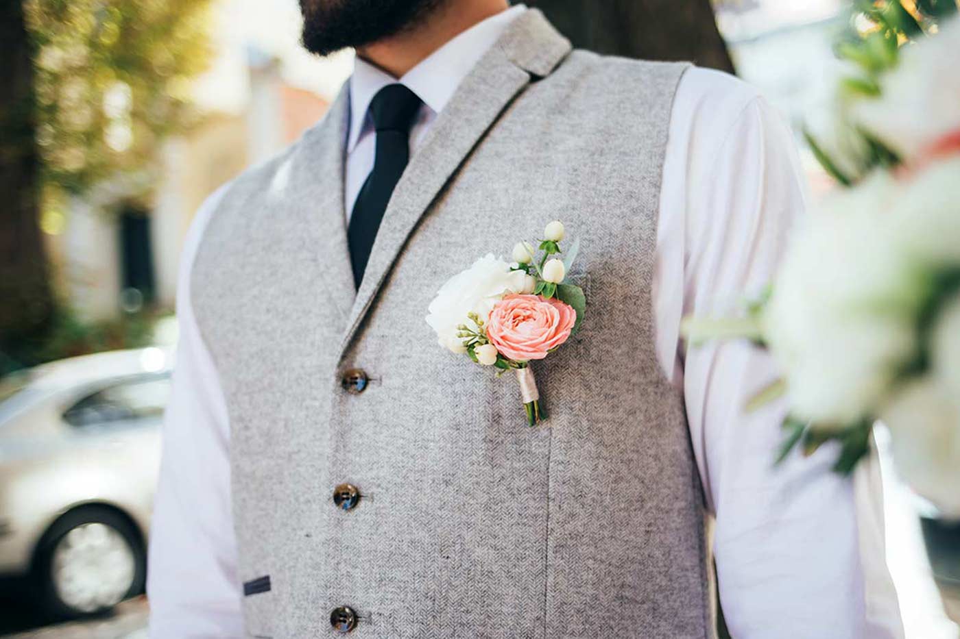 fleurs badge mariage