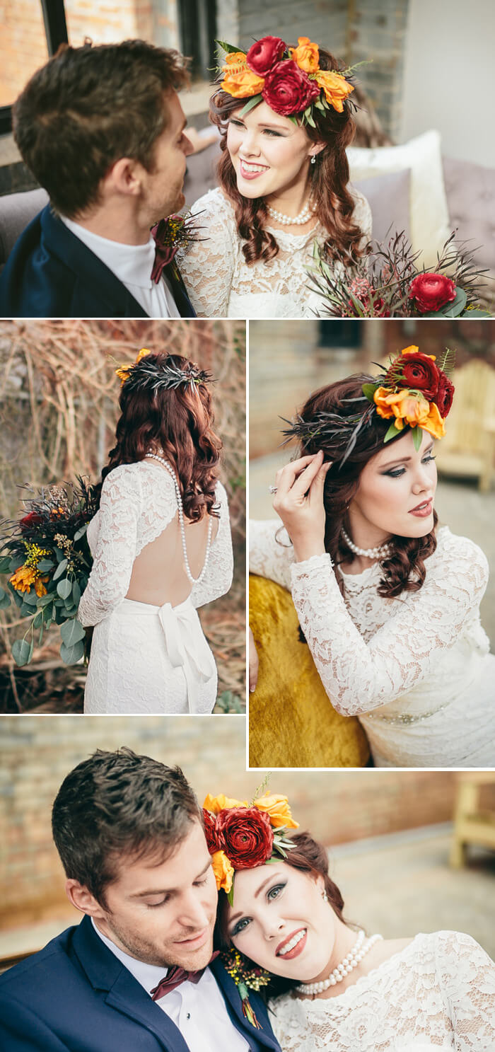 mariée avec une couronne de fleurs