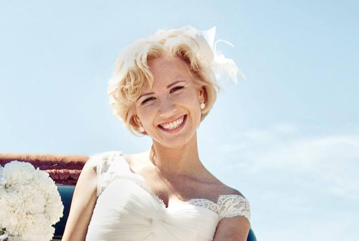 mariée avec coiffure courte