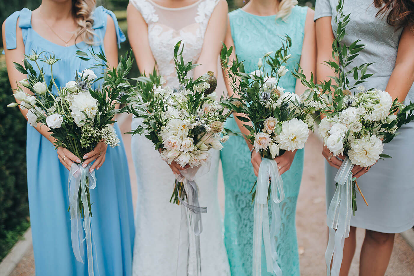 Robe de demoiselle d'honneur bleu clair
