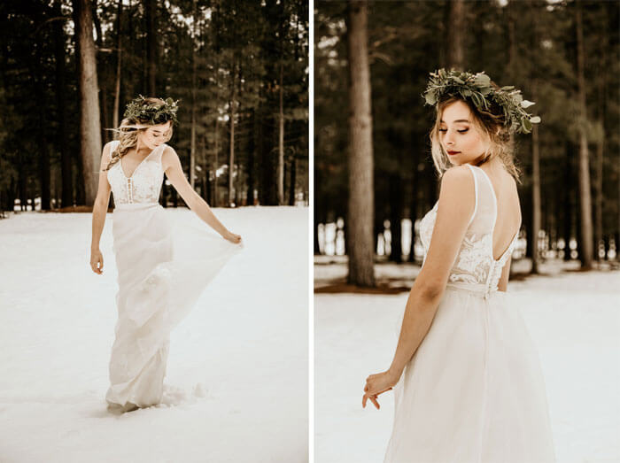 robe de mariée dans la neige