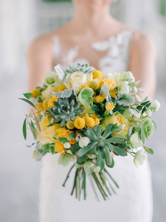 bouquet de mariée jaune