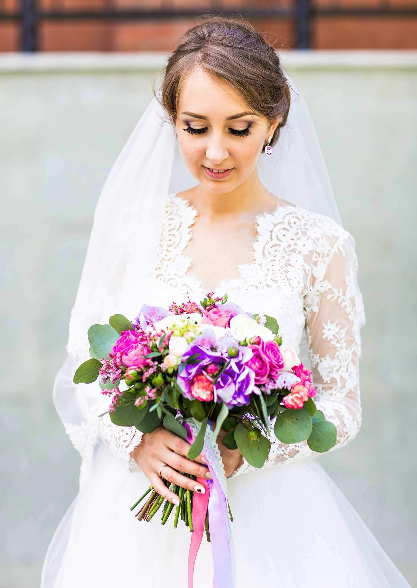 bouquet de mariée rose-violet